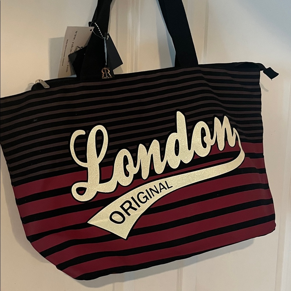 London Original Striped Tote Bag - Black and Red